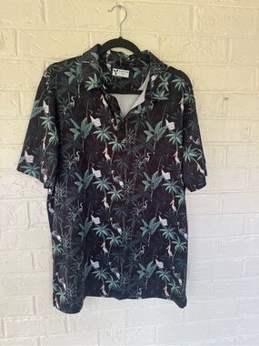 Yatta golf Black Tropical Print Men's Polo Shirt